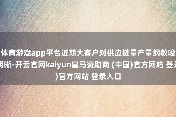 体育游戏app平台近期大客户对供应链量产量纲教唆慢慢明晰-开云官网kaiyun皇马赞助商 (中国)官方网站 登录入口