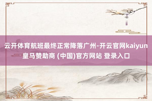 云开体育航班最终正常降落广州-开云官网kaiyun皇马赞助商 (中国)官方网站 登录入口